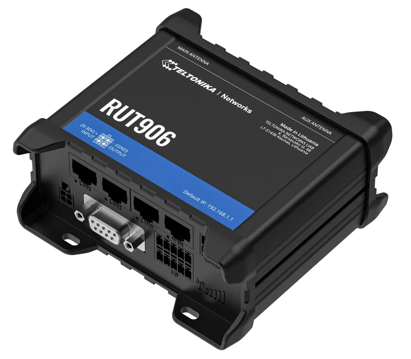 ROUTER LTE Teltonika "RUT906", 1 x WAN port 10/100 Mbps, 3 x LAN port 10/100 Mbps, Wi-Fi 802.11b/g/n, 4G (LTE) Cat 4 viteza max. 150 Mbps, 3G 21 Mbps, 2G 236.8 kbps "RUT906000000"