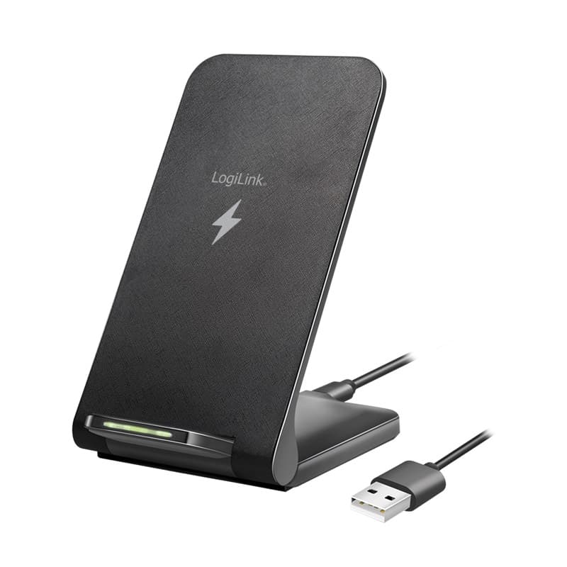 ALIMENTATOR wireless LOGILINK, compatibil cu tel. certificate Qi, max. 15W, 1 x USB-C (5V/3A), suport pt. telefon, black, "PA0315"