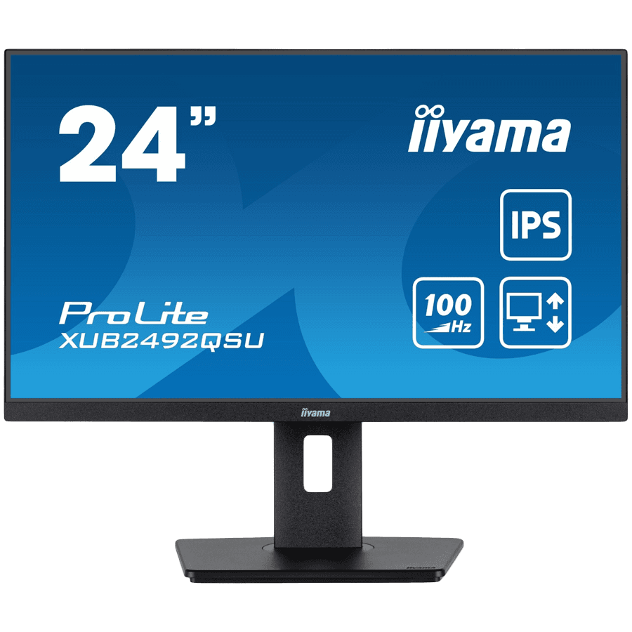 IIYAMA Monitor LED XUB2492QSU-B1 23.8" IPS 2560 x 1440 @100Hz 300 cd/m2 1000:1 0.5ms HDMI DP USB-Hub height, swivel, tilt, pivot (rotation both sides) 3y "XUB2492QSU-B1"