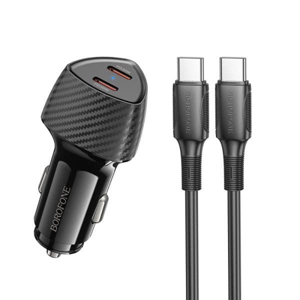INCARCATOR auto Borofone "BZ31D ", pt. bricheta auto, 2 x USB Type-C 60W, include cablu USB Type-C la USB Type-C de 1m, negru "6941991112683"