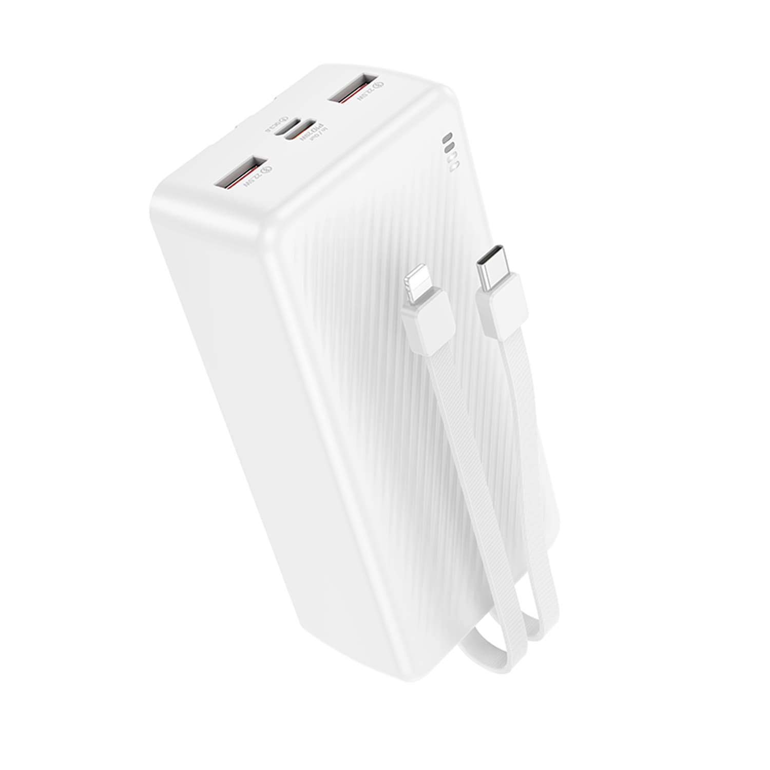 POWER BANK Borofone "BJ57B", 30000mAh, 22.5W, 2 x USB; 1 x cablu USB Type-C, 1 x cablu Iphone Lightning, alb, "6941991116476"