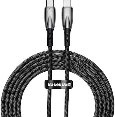 CABLU alimentare si date Baseus Glimmer, Fast Charging Data Cable pt. smartphone, USB Type-C la USB Type-C 100W, 2m, negru "CADH000801" - 6932172618056