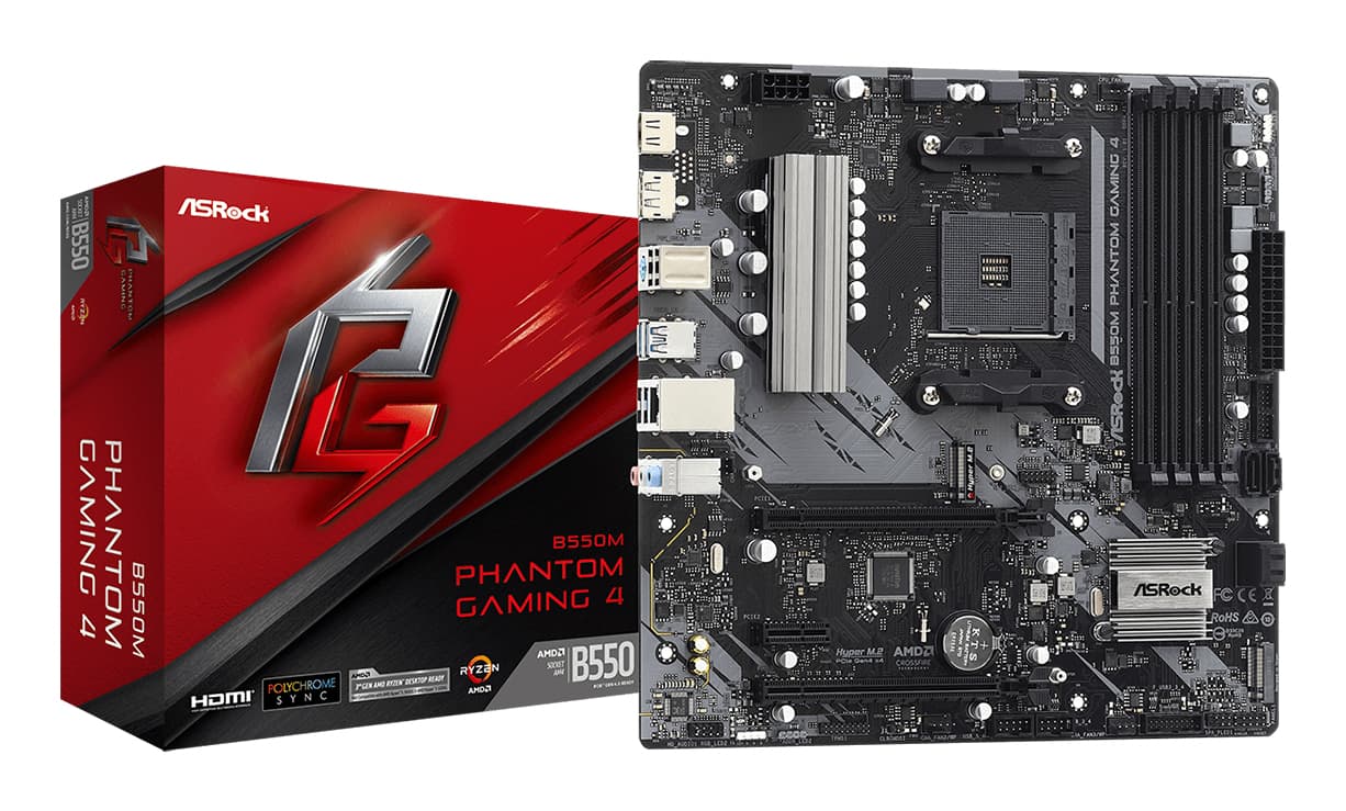 Placa de baza Asrock B550M Phantom Gaming 4, AMD B550, socket AM4, mATX "B550M PHANTOM GAMING 4"