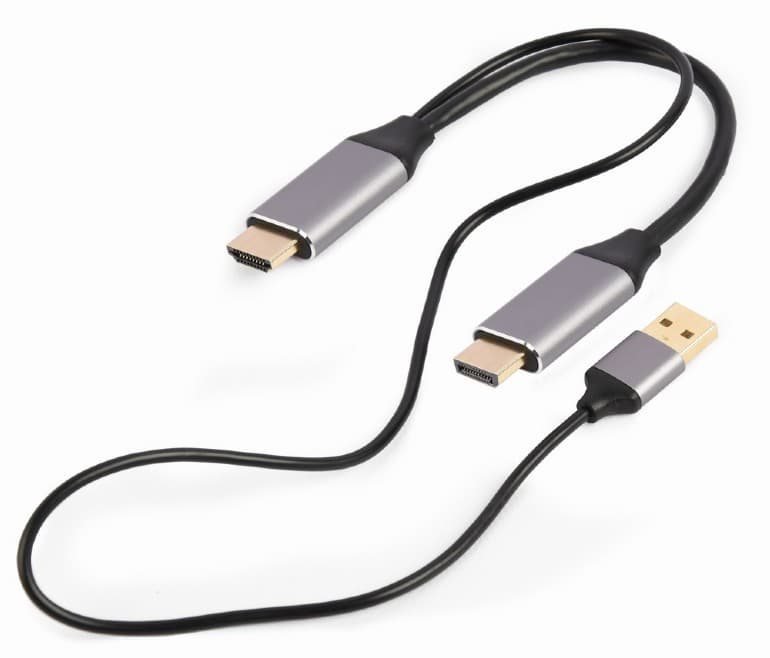 ADAPTOR video GEMBIRD, adaptor HDMI (T) la DisplayPort (T), 2m, rezolutie maxima 4K (3840 x 2160) la 60Hz, USB power, negru, "A-HDMIM-DPM-01"