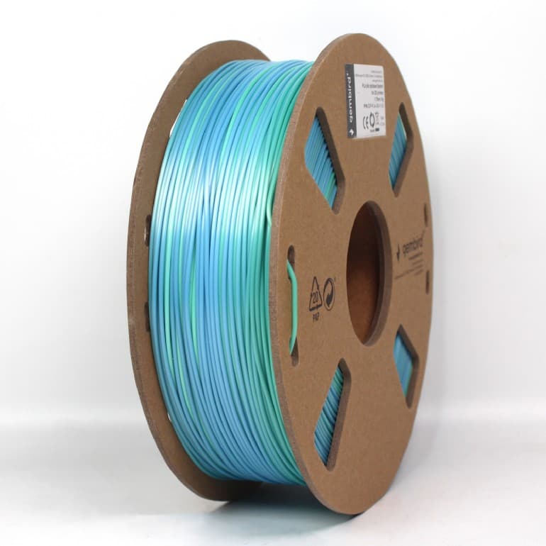 FILAMENT GEMBIRD pt. imprimanta 3d, PLA, 1.75mm diamentru, 1Kg / bobina, aprox. 340m, topire 190-220 grC, silk rainbow, blue-green, "3DP-PLA-SK-01-BG"