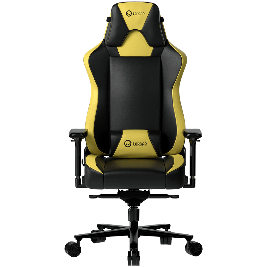 LORGAR Base 311, Gaming chair, PU eco-leather, 1.8 mm metal frame, multiblock mechanism, 4D armrests, 5 Star aluminium base, Class-4 gas lift, 75mm PU casters, Black + yellow "LRG-CHR311BY"
