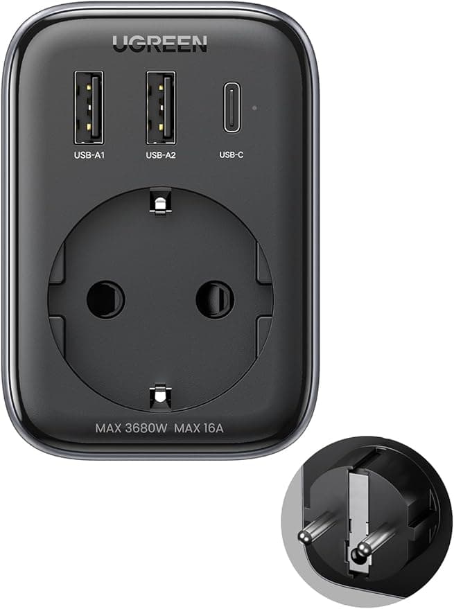 INCARCATOR retea Ugreen, "CD314" Quick Charge 30W, 1 x Shucko, 2 x USB, 1 x USB Type-C, gri "90613" - 6957303896134