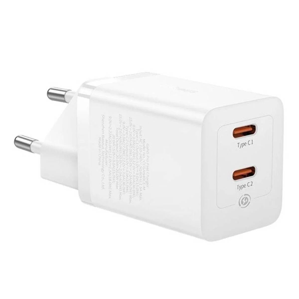 INCARCATOR retea Baseus GaN5, Quick Charge 40W, 2 x USB Type-C, alb "P10110804217-Z1" - 6932172646257