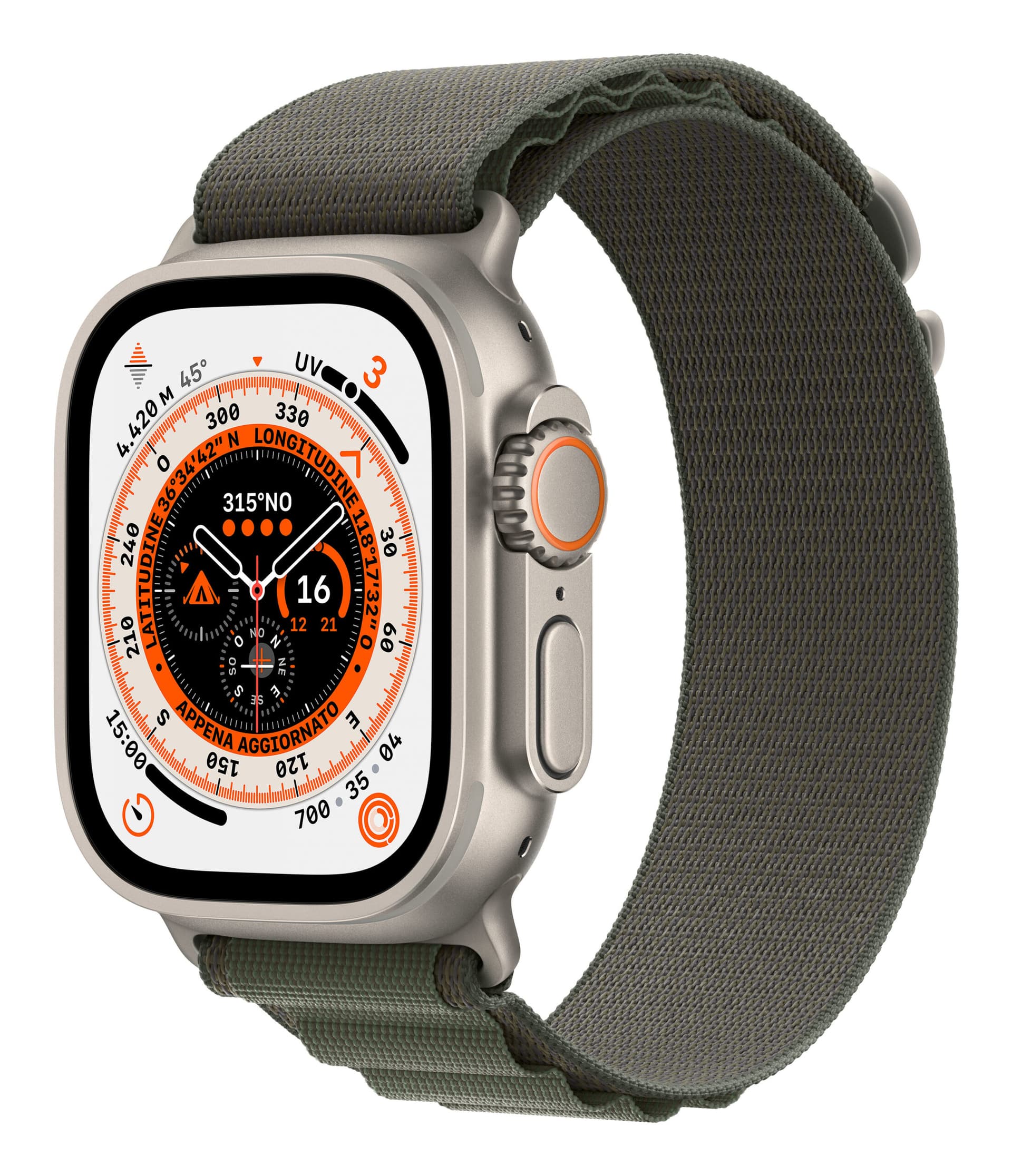 Smartwatch Watch Ultra GPS + Cellular 49mm Titanium Case with Alpine Loop M - Green "MQFN3FD/A"