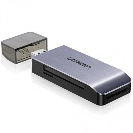 CARD READER extern Ugreen, "CM180" interfata USB 3.0, citeste/scrie: TF/SD/MS/CF 3.0 viteza pana la 100Mbps, suporta carduri maxim 2 TB, plastic, gri "50541" - 6957303855414