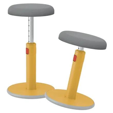 SCAUN ergonomic Leitz Ergo Cozy, pozitie sezut/ in picioare, inaltime reg 46-79 cm, 370x690x370 mm, baza rotunjita pt. rotire/ leganare, sezut din spuma, anti-alunecare, 5.5 Kg, galben, "65180019"