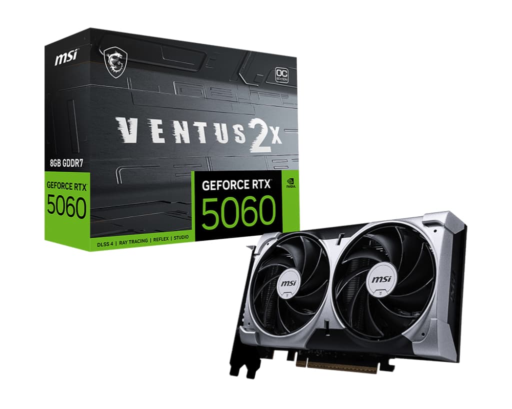 MSI Video Card NVIDIA GeForce RTX 5060 8G VENTUS 2X OC (8GB GDDR7/128bit, 3xDP, 1xHDMI, Recommended PSU 550W) "RTX 5060 8G VENTUS 2X OC"