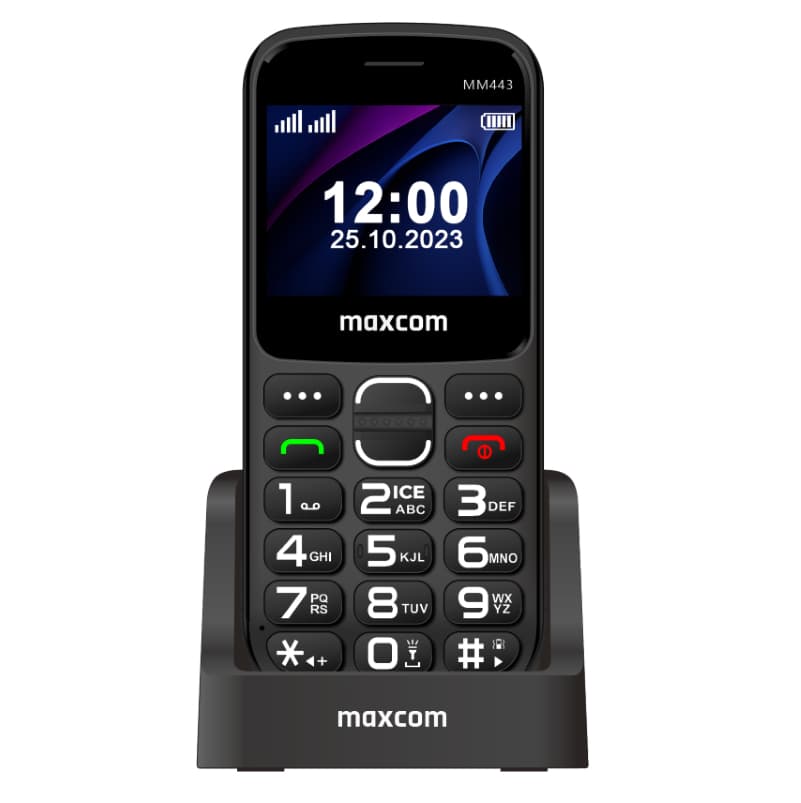 Telefon mobil MM443 Comfort 4G, Dual SIM, Black + Loading Stand "MM443 Black"