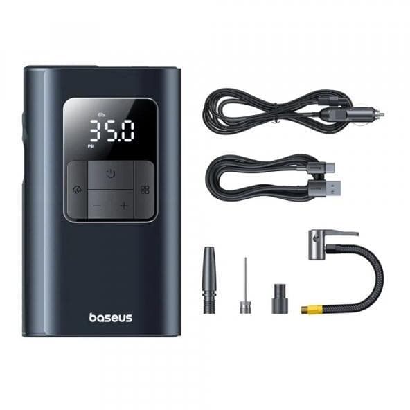 COMPRESOR AUTO Baseus PrimeTrip VA1, wireless + fir, max 0.5psi/0.03bar, functie de power bank 3800mAh, lanterna, display LED, negru "C11169001121-00" - 6932172684945