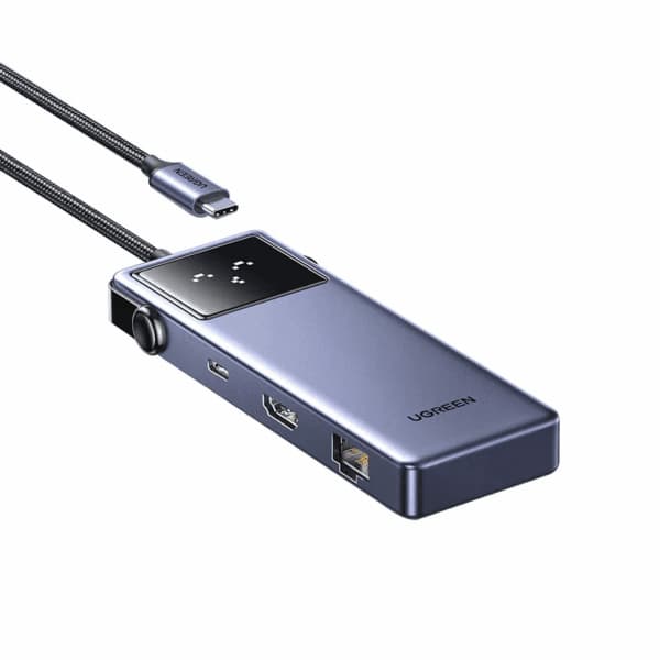 DOCKING Station Ugreen, "CM511" conectare PC USB Type-C, USB 3.0 x 3|HDMI x 1/4K/60Hz|RJ-45 Gigabit x 1|USB Type C x 1 PD 100W, aluminiu, gri "45155"