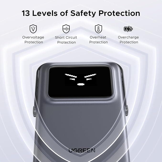 POWER BANK Ugreen "PB764", 10000mAh, 20W, prindere magnetica, wireless charging: Qi 2 15W max, 1 x USB Type-C input/output, gri "45329"