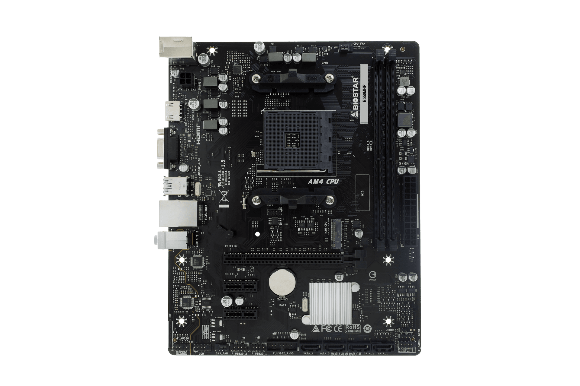 Placa de baza Biostar "B550MHP", skt. AM4, chipset AMD B550, mATX, 2 x DDR4 max 64 GB, USB 3.2 gen1, 4 x SATA, 1 x M.2, PCIe 4.0, HDMI, VGA, "B550MHP"