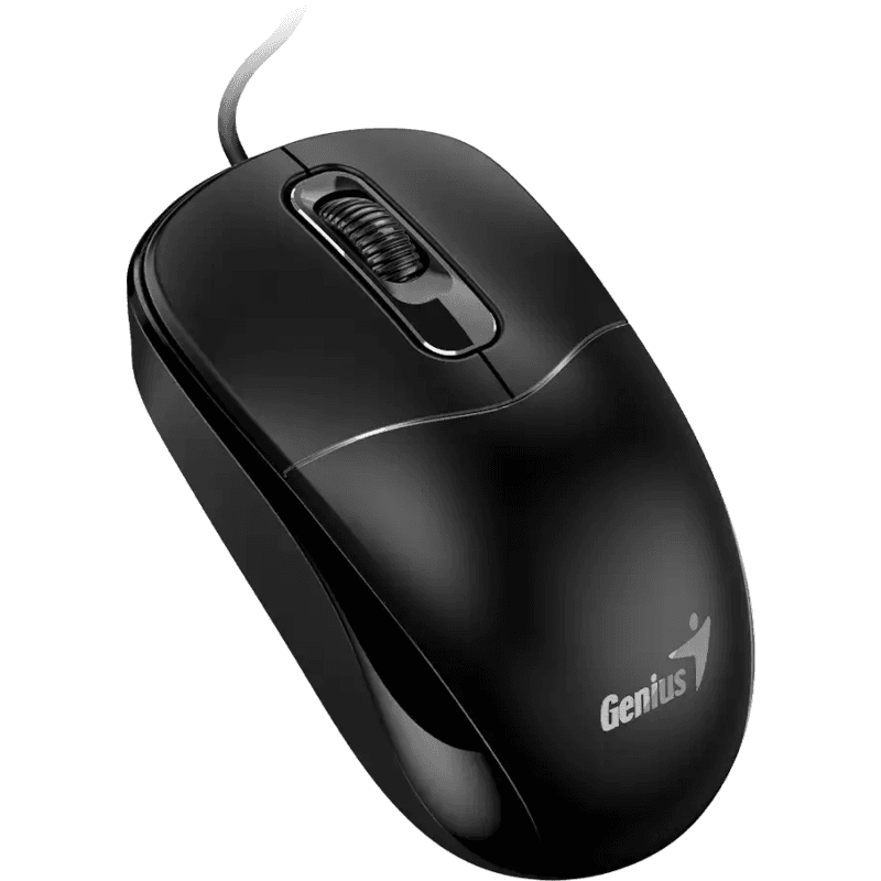 Mouse Genius "DX-111", PC sau NB, cu fir USB-A, optic, 1200 dpi, butoane/scroll 3/1, negru, "31010034400"