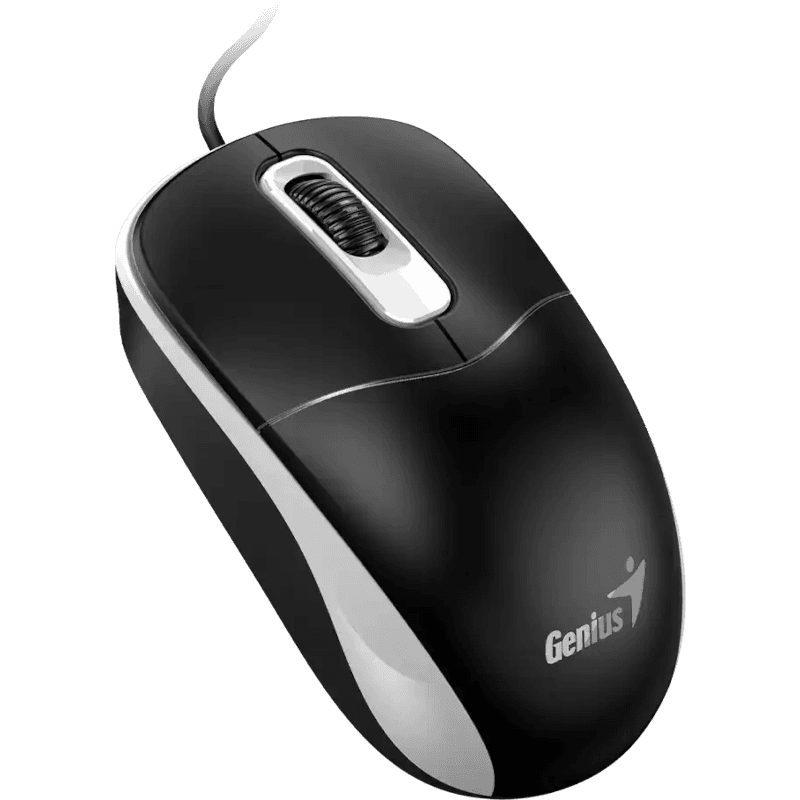 Mouse Genius "DX-111", PC sau NB, cu fir USB-A, optic, 1200 dpi, butoane/scroll 3/1, negru-gri, "31010034401"