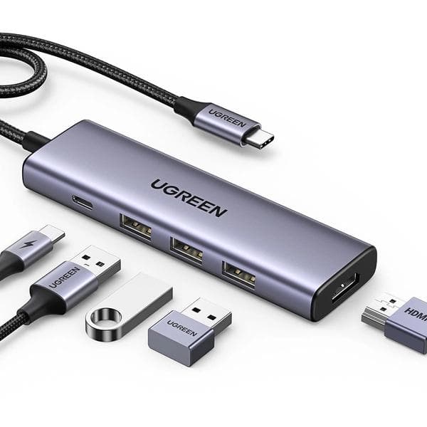 DOCKING Station Ugreen, "CM511" conectare PC USB Type-C, USB 3.0 x 3|HDMI x 1/4K/60Hz|USB Type C x 1 PD 100W, aluminiu, gri "15597" -6941876215973