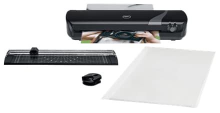SET 4 in 1 GBC crafting, include laminator Inspire+ A4, trimmer, rotunjitor, 5 folii laminare A4, negru, "4410036"