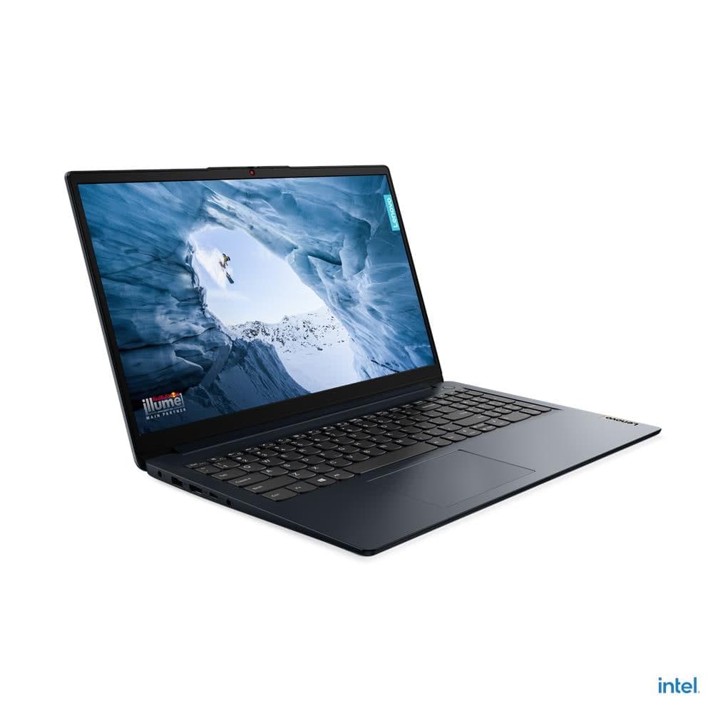 Notebook IdeaPad 1 15IJL7, Intel Celeron N5100 pana la 2.8GHz, 15.6" HD, 4GB, eMMC 128GB, Intel UHD Graphics, Windows 11 Home S, Abyss Blue "82LX00GQRM"