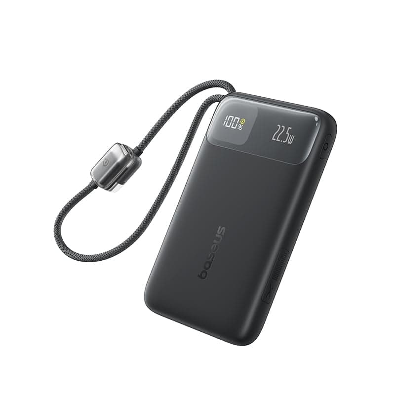 POWER BANK Baseus EnerFill FC11, 20000mAh, cablu integrat USB Type-C si Iphone Lightning, 22.5W, display, negru, "E0027S04" - 6932172699871