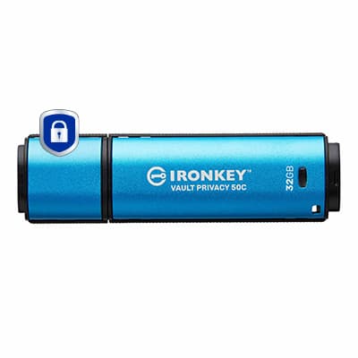 Stick USB Kingston IronKey Vault Privacy 50C, 32GB, USB-C (Albastru) "IKVP50C/32GB"