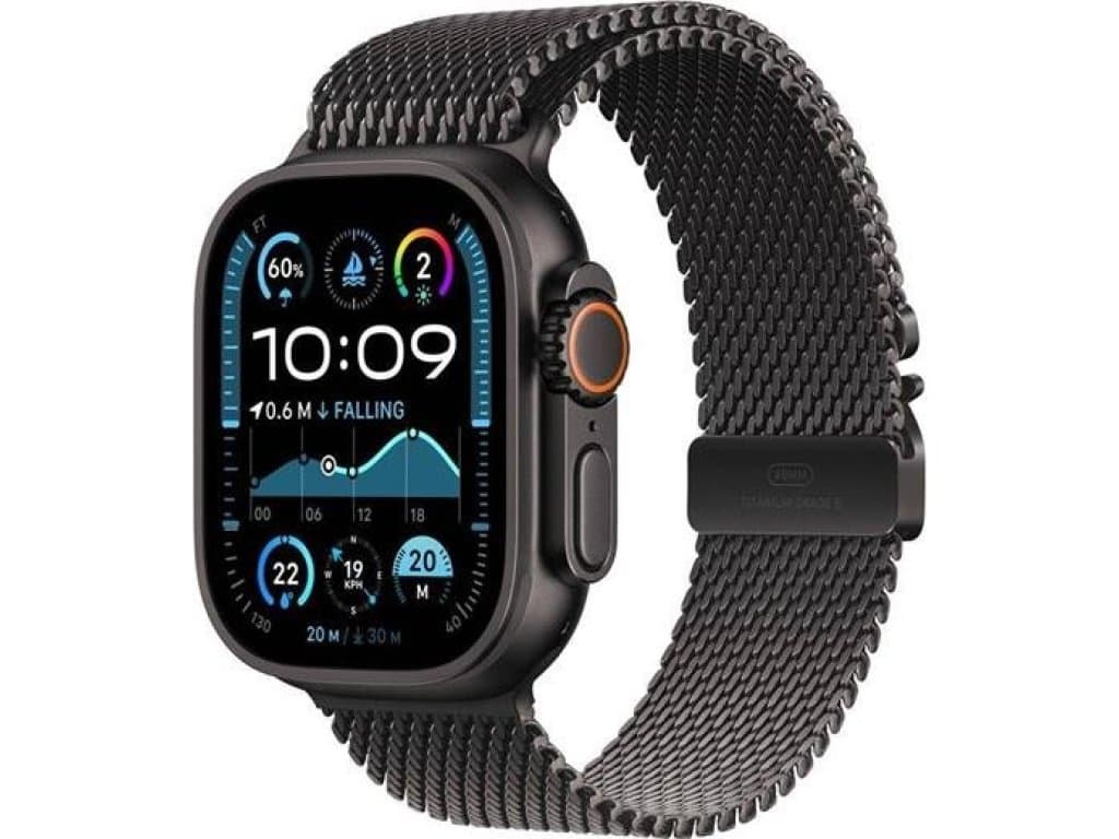 Smartwatch Apple Watch Ultra 2 GPS + Cellular, 49mm Titanium Case with Milanese Loop, Medium (Negru) "MX5U3CS/A"