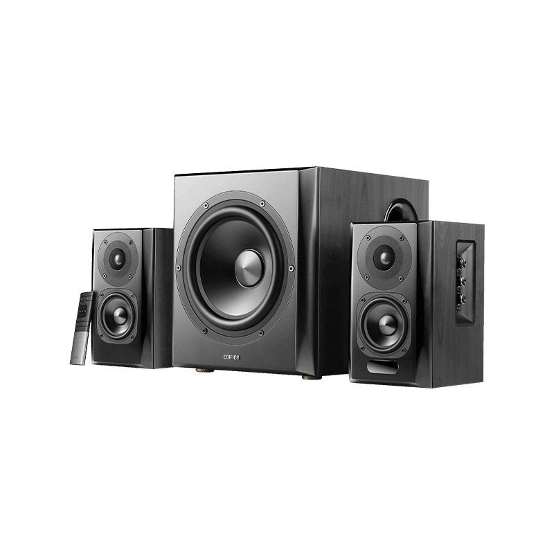 BOXE EDIFIER 2.1, RMS: 150W (2 x 25W, 2 x 15W, 1 x 70W), bluetooth v6.0, telecomanda wireless, volum, bass, treble, Coax/Optical/LineIn/USB-C/HDMI eARC, black, "S355DB-BK"