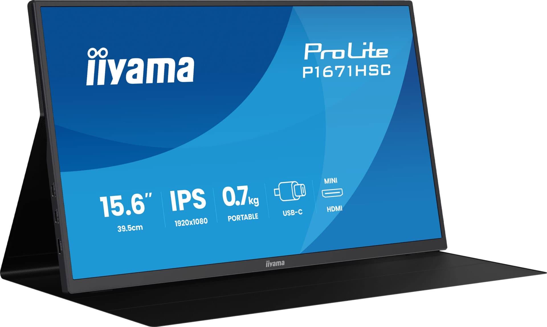 Monitor Portabil IPS LED Iiyama 15.6" P1671HSC-B1, Full HD (1920 x 1080), Mini HDMI (Negru) "P1671HSC-B1"