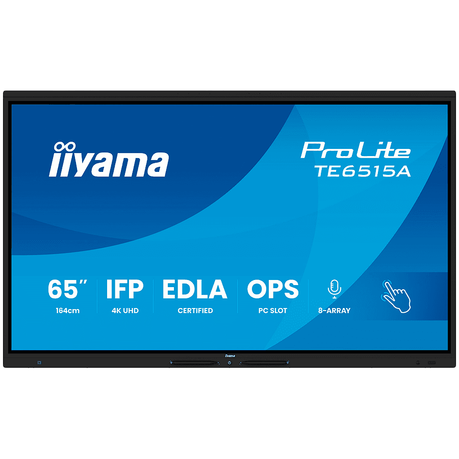 Iiyama ProLite TE6515A-B1AG - 65" Diagonal Class LED-backlit LCD display interactive digital signage with touchscreen/8-microphone array/optional slot-in PC capability 4K UHD (2160p) 3840 x 2160 black (bezel) matte "TE6515A-B1AG"
