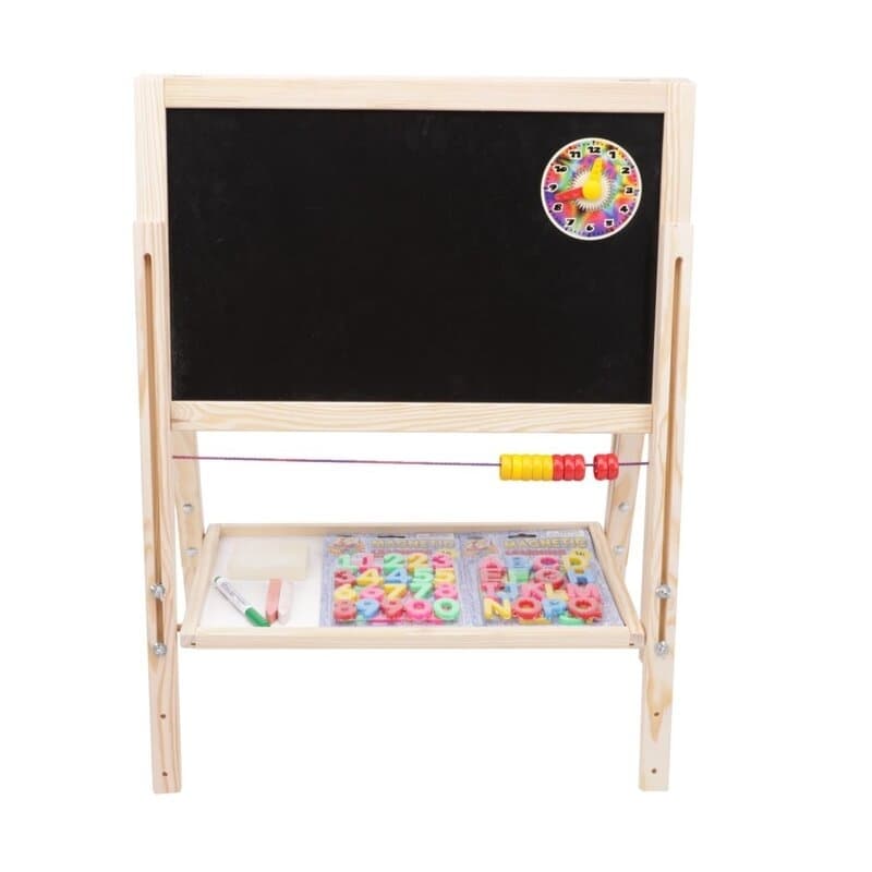 Tablita lemn magnetica/ ajustabila/ 2 fete/ 108 cm + suport + accesorii - Tupiko