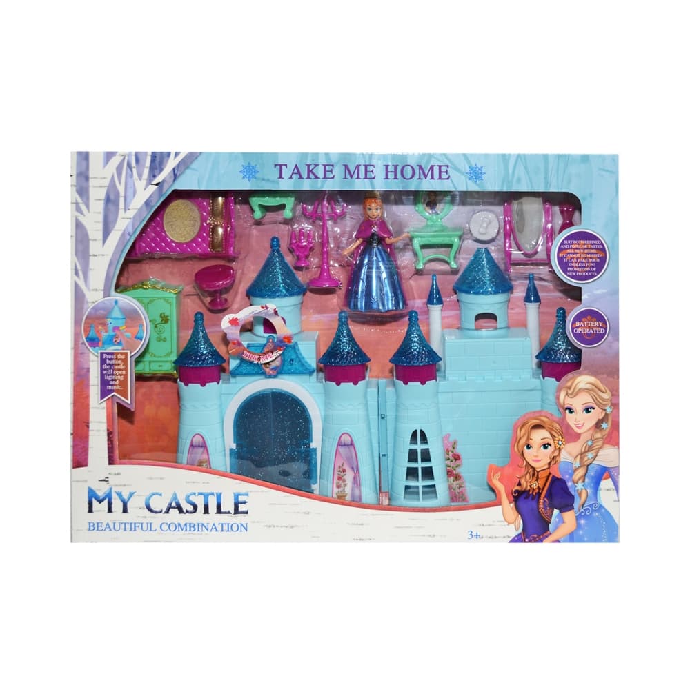 Castel muzical, cu figurina + accesorii