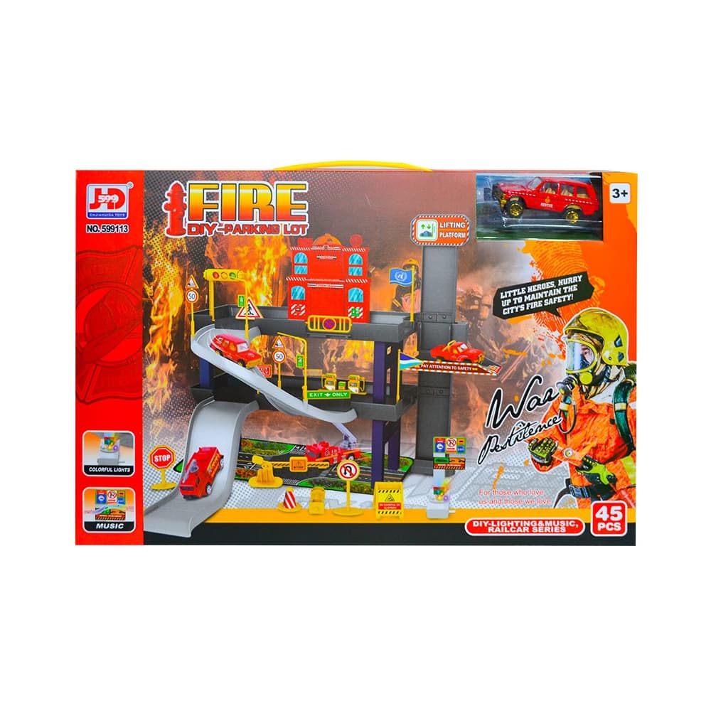 Parcare cu masini pompieri, 1 set/cutie