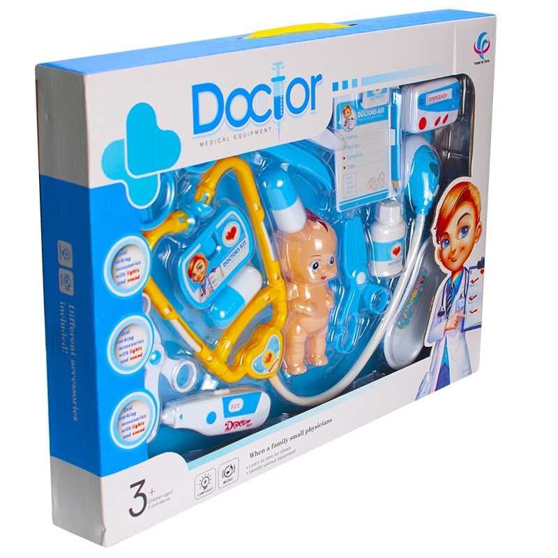 Set doctor cu lumina si sunet, cutie albastra