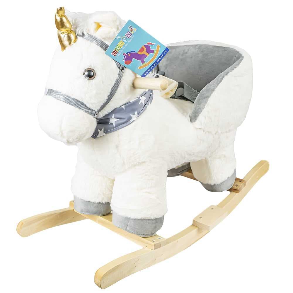 Balansoar pentru bebelusi, Unicorn, lemn + plus