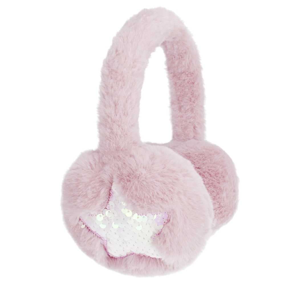 Casca protectie urechi, Roz, cu blanita si paiete - STARPAK