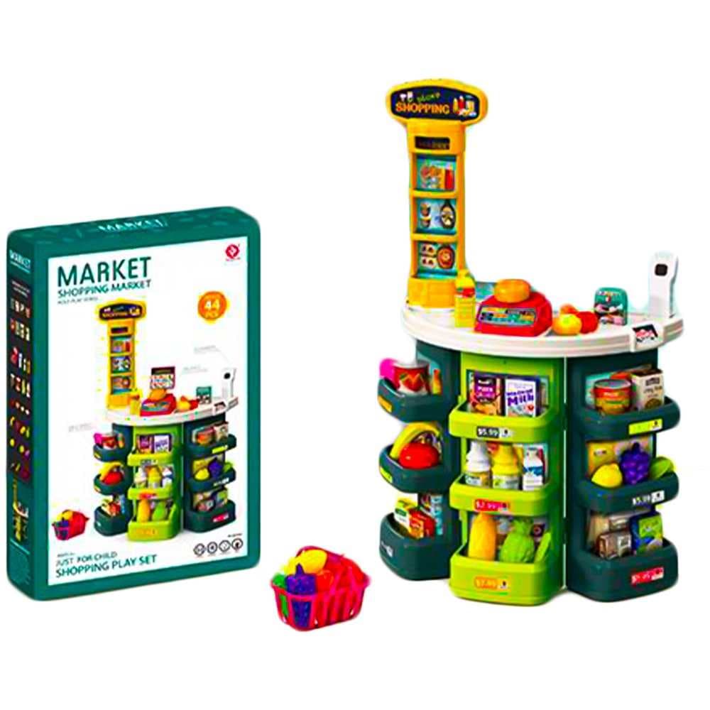 Supermarket, cu lumina si sunet + accesorii, pentru baieti, 51x27x78 cm, 44 piese