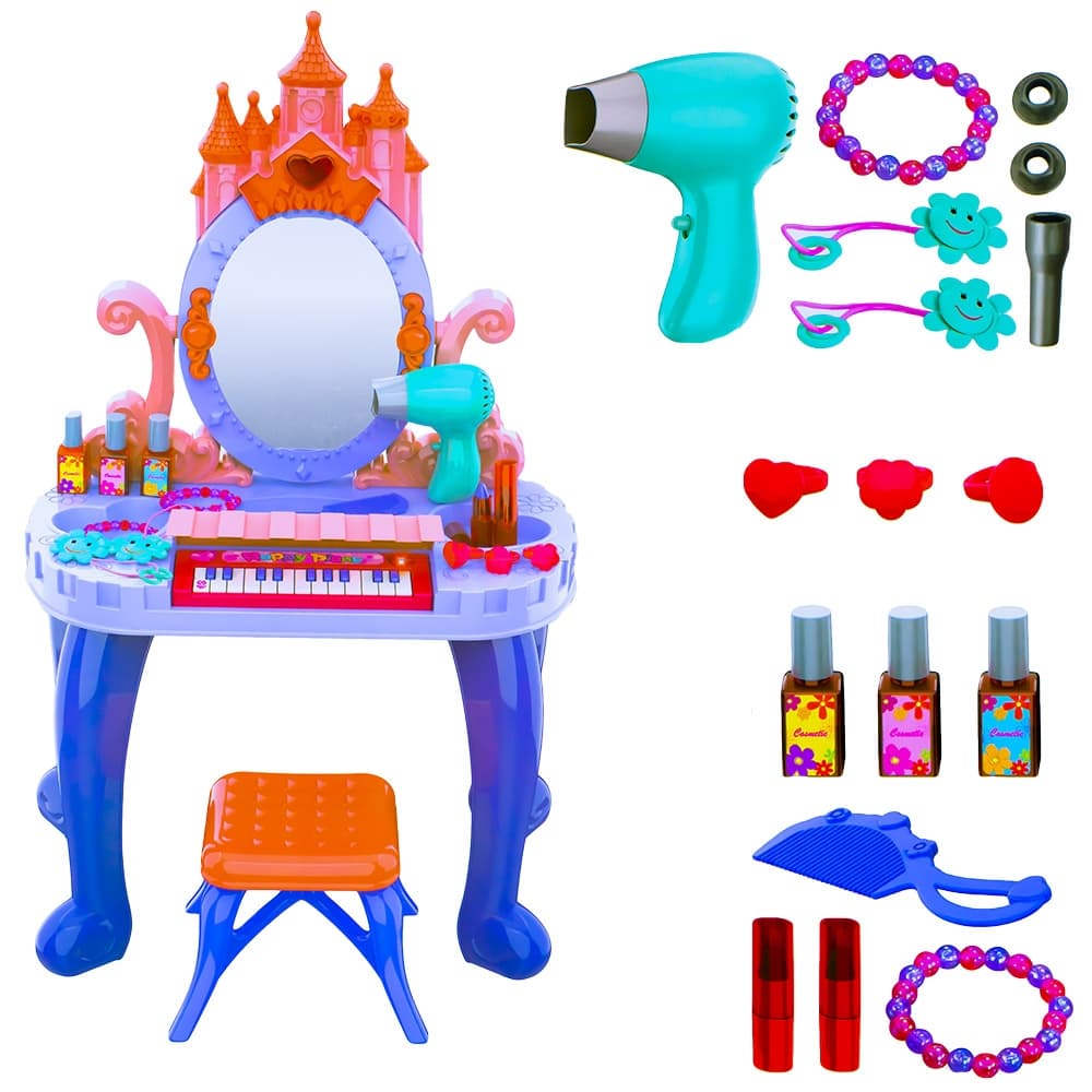 Masuta cu oglinda, scaunel + orga si accesorii frumusete