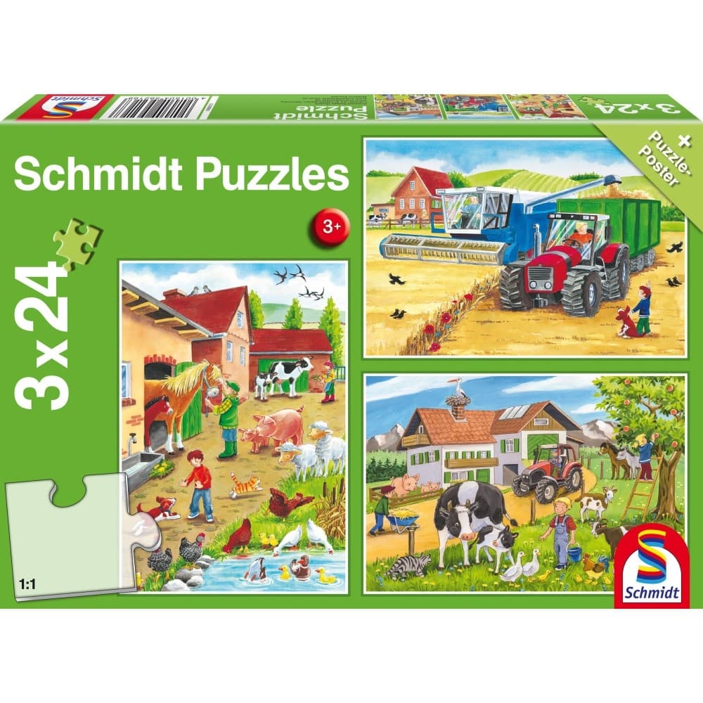 Puzzle Schmidt, La ferma, 3x24 piese
