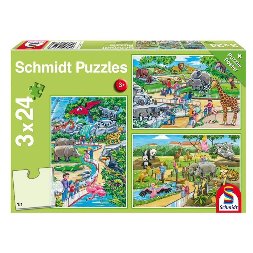 Puzzle Schmidt, O zi la zoo, 3x24 piese