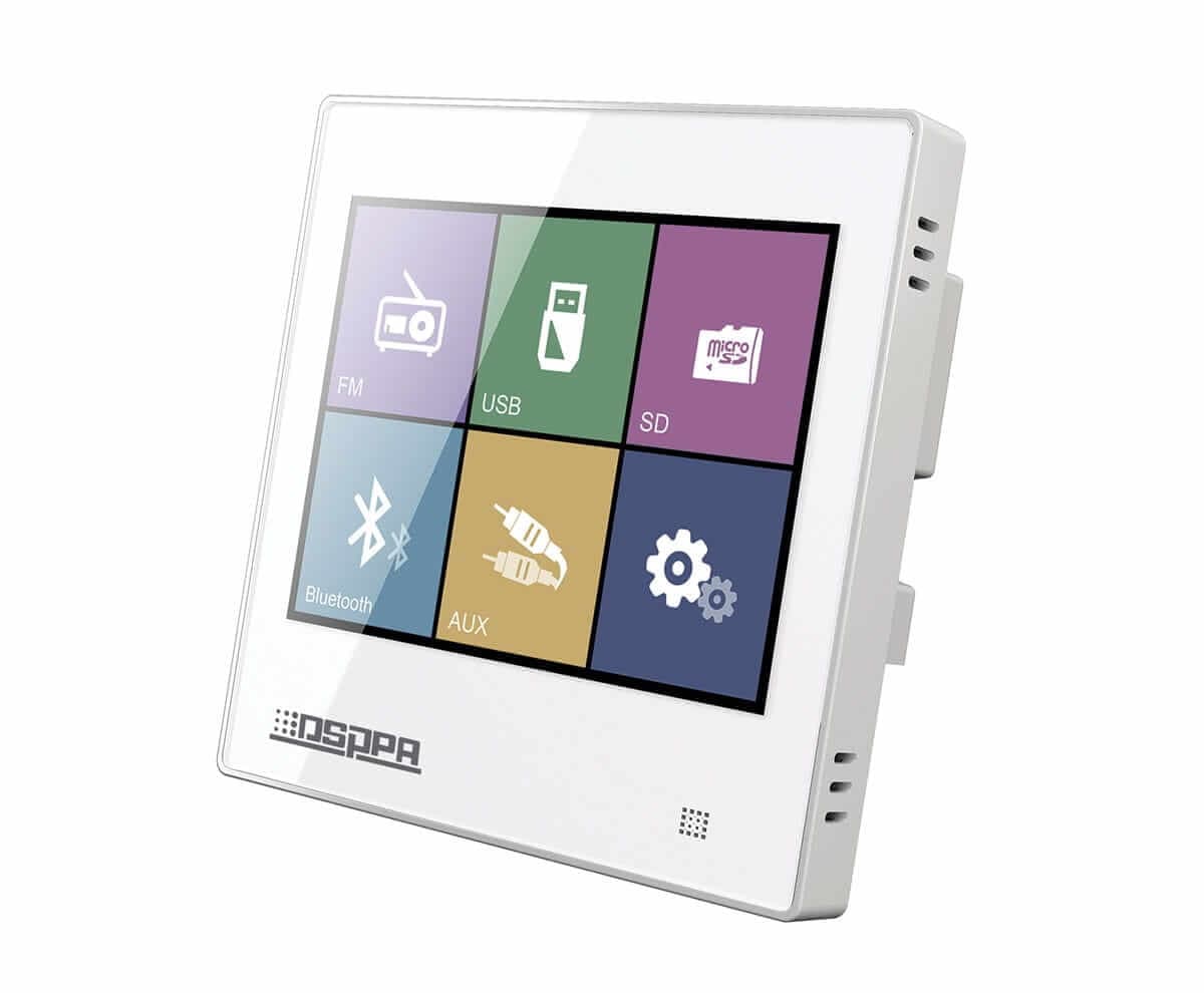 Amplificator stereo 20W de perete cu USB/SD/FM/BT cu ecran Touch, DSPPA DM837 Negru