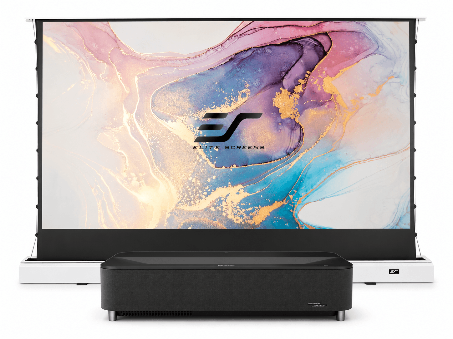 Pachet Epson Lifestudio Grand Plus EH-LS970W + Elite Screens FTE101XH2-CLR, UST 4K, 4000 lumeni, Google TV, Sound by Bos