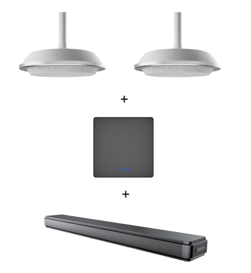 Pachet audio cu 2 speakerphone-uri pentru videoconferinte cu prindere in tavan