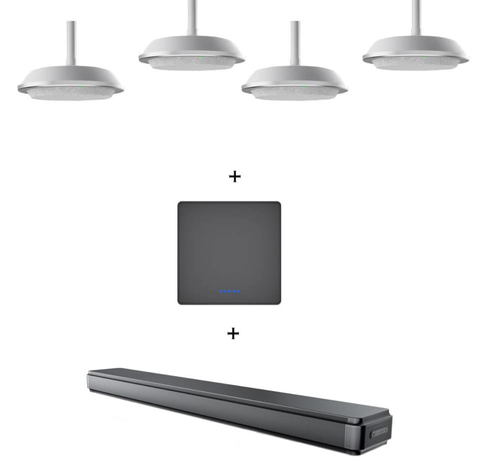 Pachet audio cu 4 speakerphone-uri pentru videoconferinte cu prindere in tavan