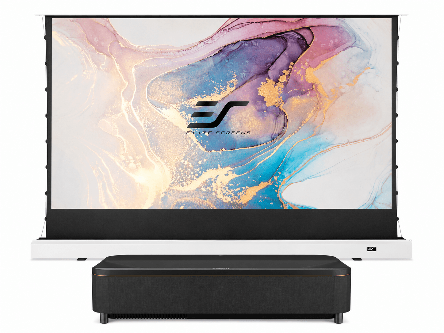 Pachet Epson EH-QS100B + Elite Screens FTE101XH2-CLR, 4K PRO-UHD, UST, 4500 lumeni, ecran electric CLR 101″