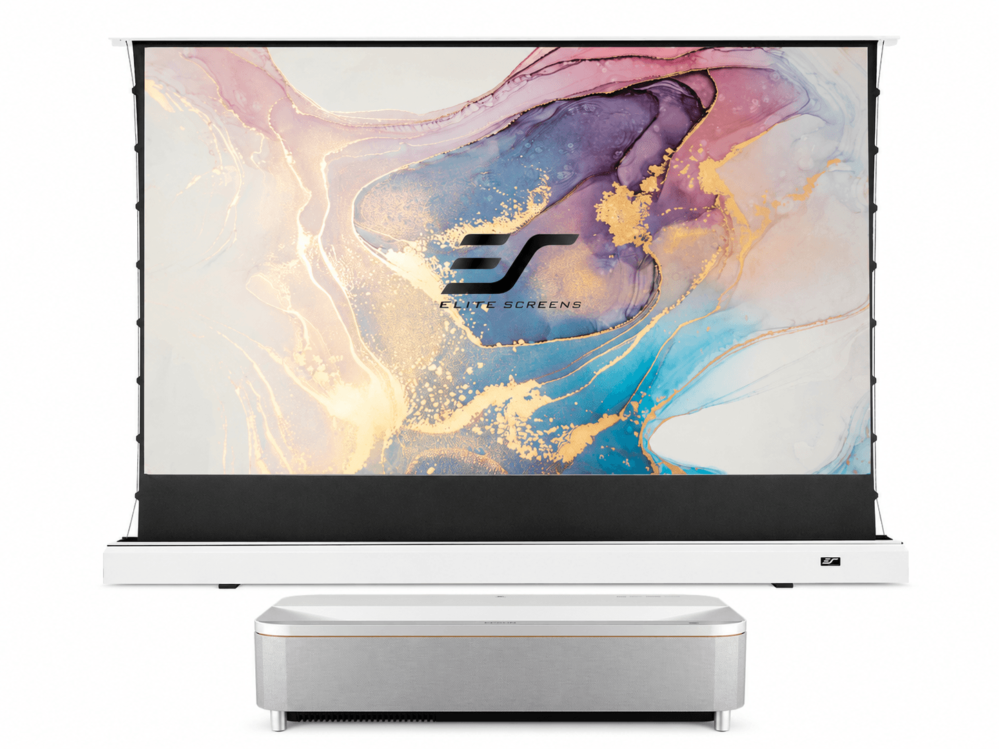 Pachet Epson EH-QS100W + Elite Screens FTE101XH2-CLR, 4K PRO-UHD, UST, 4500 lumeni, ecran electric CLR 101″, alb