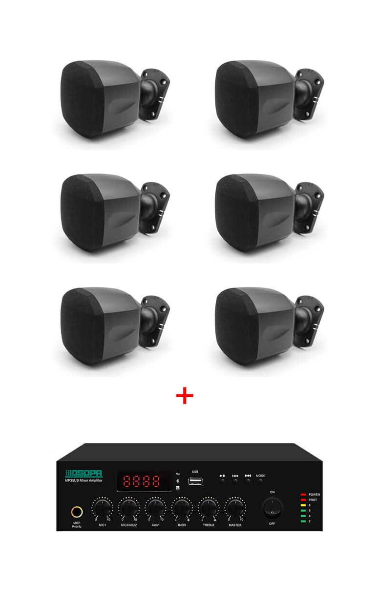 Pachet de sonorizare 60W cu amplificator MP60UB si boxe 6x10W DSPPA DSP119, 100V