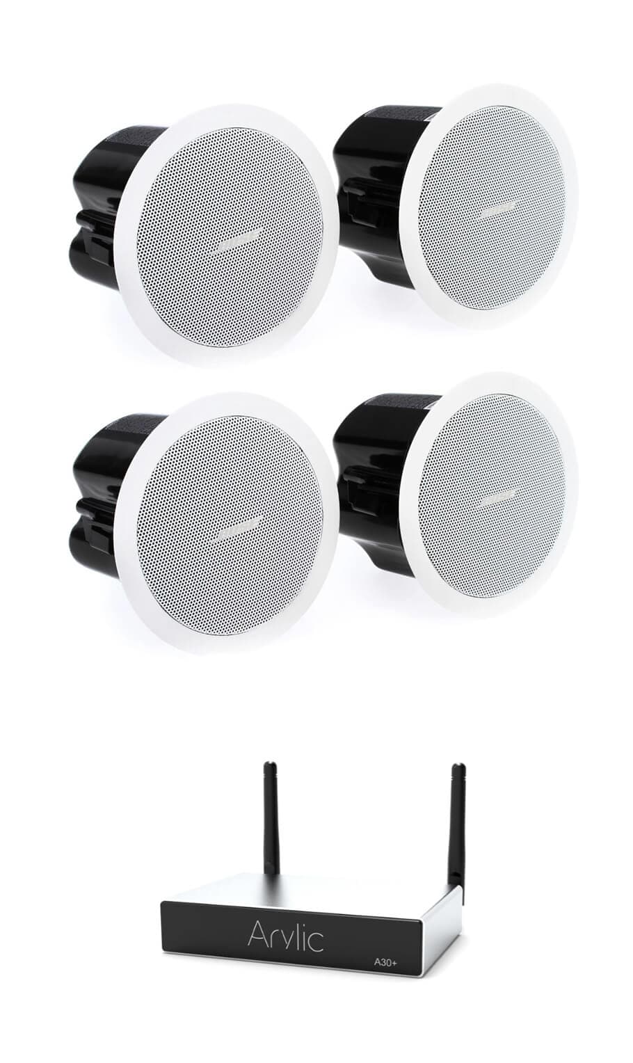 Pachet sonorizare stereo cu Arylic A50+ si 2perechi BOSE FS2C alb, WiFi Streaming, Airplay, Internet Radio, Bluetooth